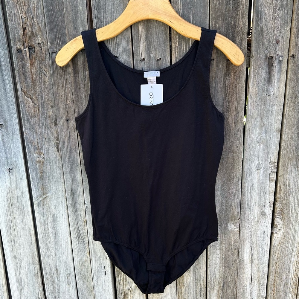 NWT Hanro Cotton Sensation Tank Bodysuit Black S